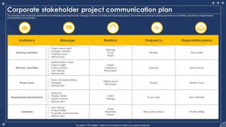 Corporate Stakeholder Project Communication Plan