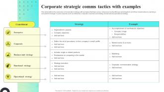 Corporate Strategic Comms Tactics With Examples