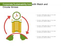 Corporate sustainability icon with watch and circular arrows