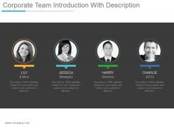 Corporate team introduction with description powerpoint slide rules