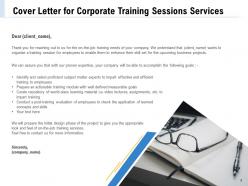 Corporate training sessions proposal powerpoint presentation slides