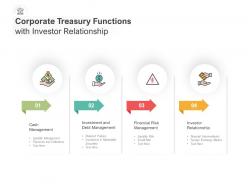 Corporate treasury functions with investor relationship