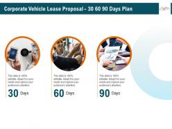 Corporate vehicle lease proposal 30 60 90 days plan ppt layouts
