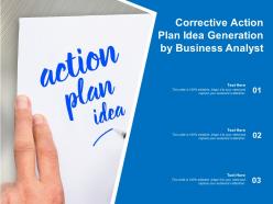 Corrective action plan idea generation by business analyst