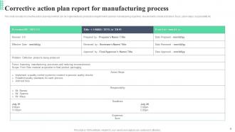Corrective action Plan in Manufacturing PowerPoint PPT Template Bundles Idea Editable