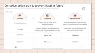 Corrective Action Plan To Prevent Fraud In Future Fraud Prevention Playbook
