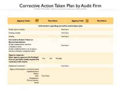 Corrective Action Taken Plan By Audit Firm