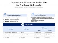Corrective and preventive action plan for employee misbehavior