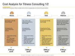 Cost analysis for fitness consulting fitness assessment ppt powerpoint model