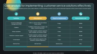 Cost Analysis For Implementing Customer Service Solutions Enabling Smart Shopping DT SS V