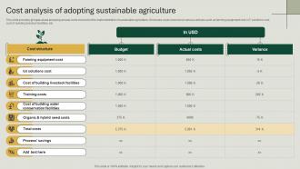 Cost Analysis Of Adopting Sustainable Agriculture Sustainable Farming Methodologies For Mitigating