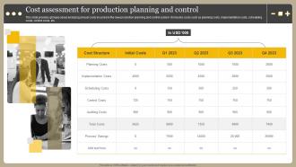 Cost Assessment For Production Planning And Control Optimizing Manufacturing Operations