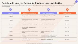 Cost Benefit Analysis Factors For Business Case Justification