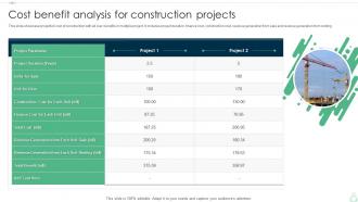 Cost Benefit Analysis For Construction Projects