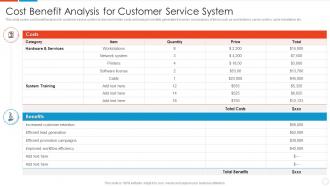 Cost Benefit Analysis For Customer Service System