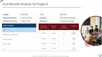 Cost Benefit Analysis For Project Management Professional Tools