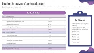 Cost Benefit Analysis Of Product Adaptation Strategy For Localizing Strategy SS