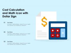 Cost calculation and math icon with dollar sign
