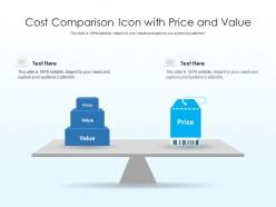 Cost comparison icon with price and value