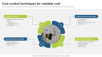 Cost Control Techniques For Variable Cost
