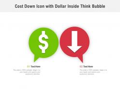 Cost down icon with dollar inside think bubble