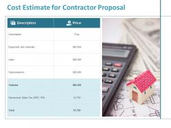 Cost Estimate For Contractor Proposal Consultation Ppt Powerpoint Presentation Model Layout Ideas