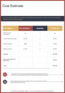 Cost Estimate Printing Proposal Template One Pager Sample Example Document