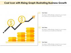 Cost icon with rising graph illustrating business growth