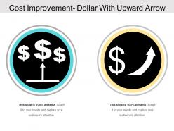 Cost improvement dollar with upward arrow