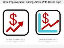 Cost improvement rising arrow with dollar sign