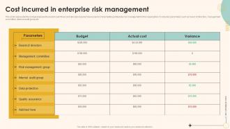 Cost Incurred In Enterprise Risk Management Enterprise Management Mitigation Plan