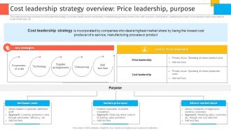 Cost Leadership Strategy Overview Price Leadership Purpose Creating Sustaining Competitive Advantages