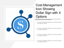 Cost management icon showing dollar sign with 4 options