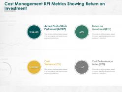 Cost management kpi metrics showing return on investment ppt gallery