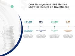 Cost management kpi metrics showing return on investment ppt powerpoint presentation ideas