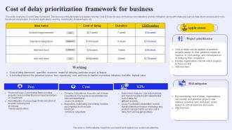 Cost Of Delay Prioritization Framework For Business