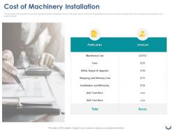 Cost of machinery installation ppt powerpoint presentation slides layout ideas