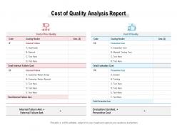 Cost of quality analysis report