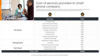 Cost Of Services Provided To Smart Phone Company Impact Of Successful Product Launch Event