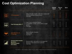 Cost optimization planning ppt summary graphics example