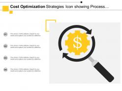 Cost optimization strategies icon showing process for identification and evaluation