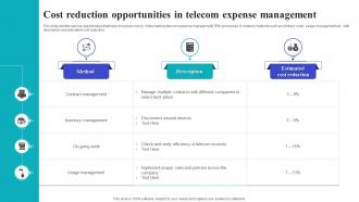 Cost Reduction Opportunities In Telecom Expense Management
