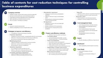 Cost Reduction Techniques For Controlling Business Expenditures Powerpoint Presentation Slides Designed Graphical