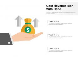 Cost revenue icon with hand