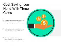 Cost saving icon hand with three coins
