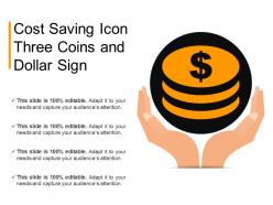 Cost saving icon three coins and dollar sign