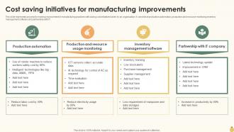 Cost Saving Initiatives For Manufacturing Improvements