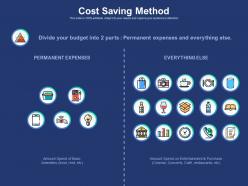 Cost saving method