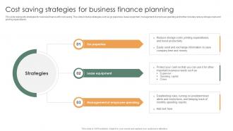 Cost Saving Strategies For Business Finance Planning