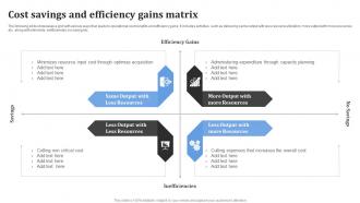 Cost Savings And Efficiency Gains Matrix